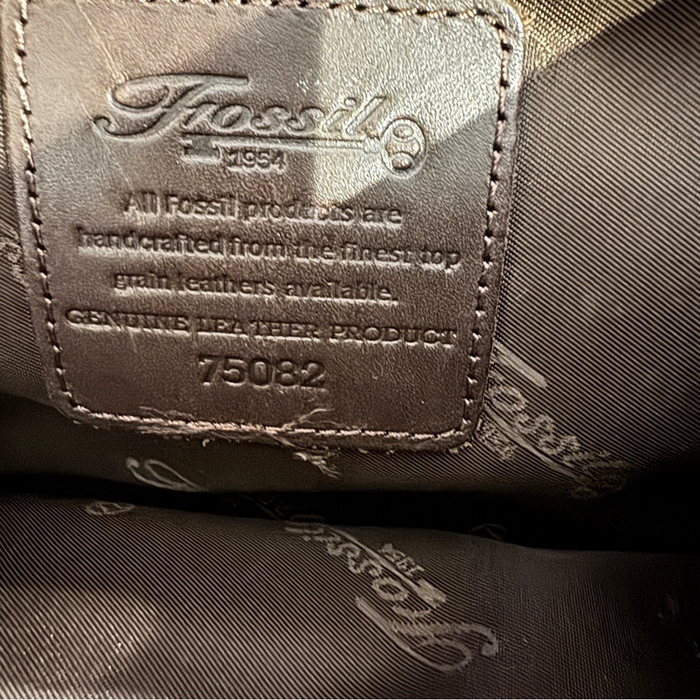 Vintage Fossil Leather Messenger Crossbody Bag Brown Built in Wallet‎ 75082 - Picture 14 of 16